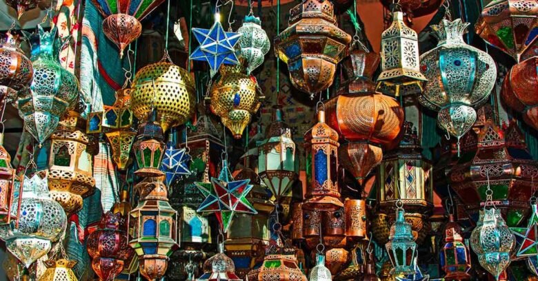 Marrakech's skilled artisans create colorful hanging lamps
